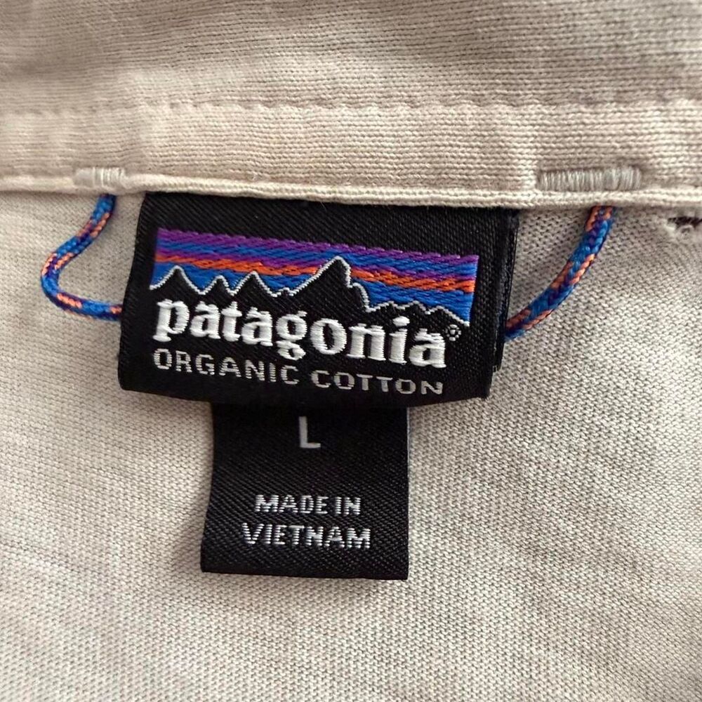 Patagonia Polo Shirt Mens Large Organic Cotton Beige Casual Outdoor - Picture 4 of 6